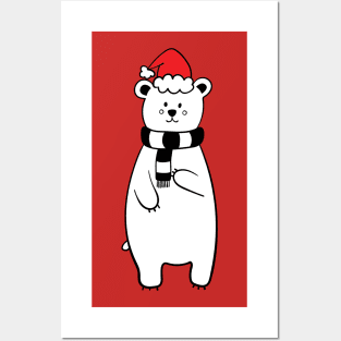 Christmas polar bear Posters and Art